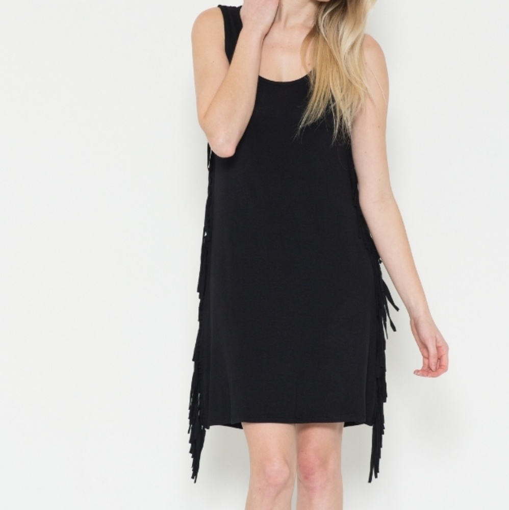 Boutique Black fringe mini NWT